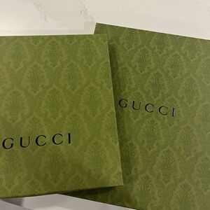 NEW Authentic Green Embossed Gucci Gift Box Medium/ Slim Set of Two